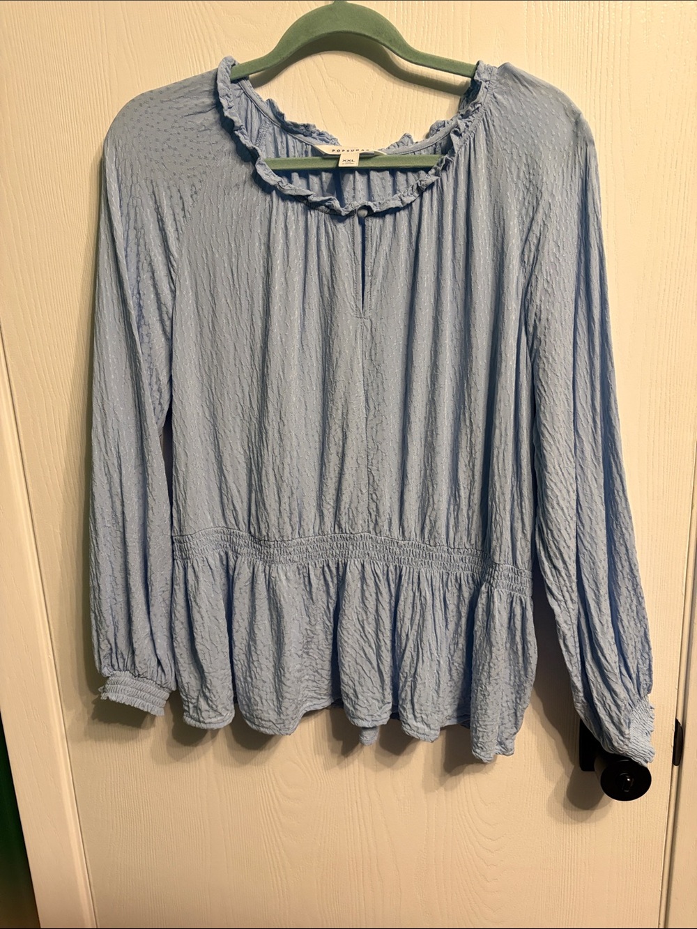 POPSUGAR Light Blue Ruffle Peplum Blouse size XXL